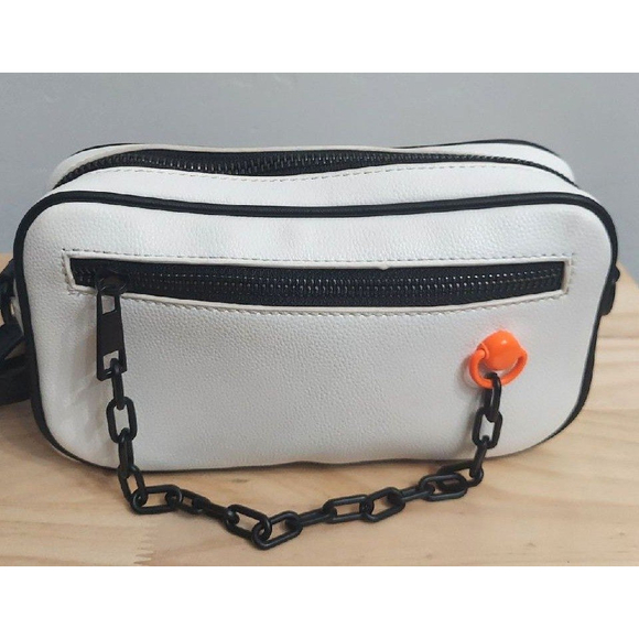 Like Dreams Women's Mini Camera Crossbody Bag White Black Trim - Picture 2 of 11